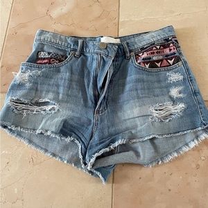 High waisted jean shorts